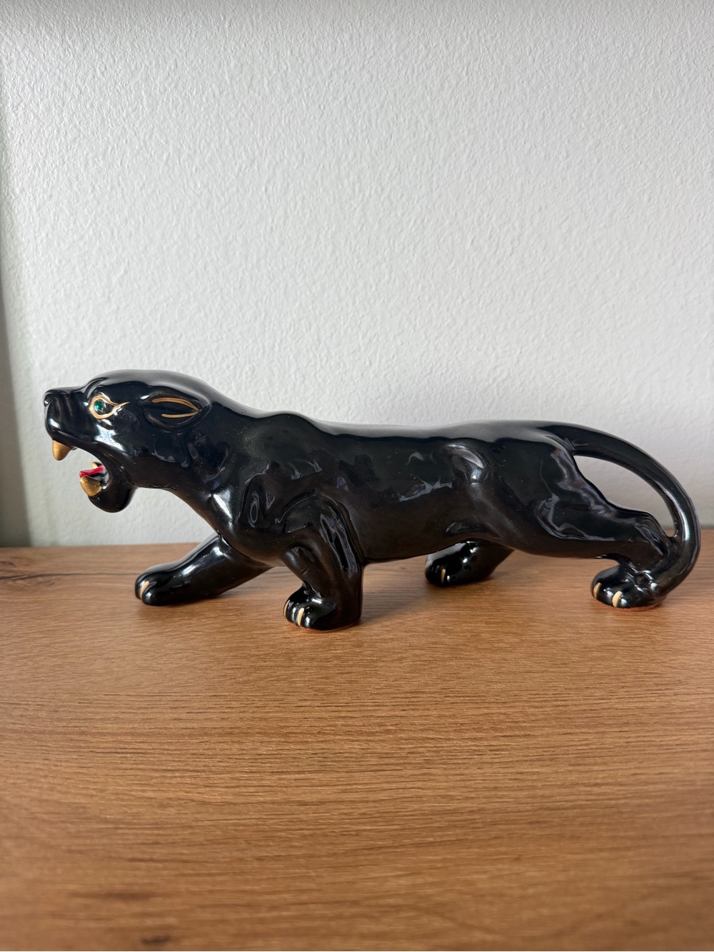 Vintage MCM Black Ceramic Panther Figurine